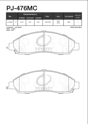 ผ้าดิสเบรคหน้า Compact NANO DEX-476 Isuzu D-Max 2003-2006 Compact