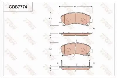 ผ้าดิสเบรคหน้า TRW GDB7774UT Isuzu D-Max 2007-2011, MU-7 2008- TRW