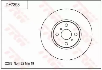 จานดิสเบรคหน้า TRW Vios 07-12 รุ่น S 275 มม. (DF7393) TRW