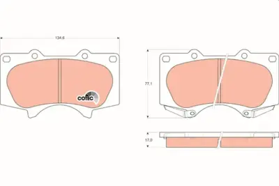 ผ้าเบรคหน้า TRW GDB3364 Fortuner Smart 2008–2011 TRW