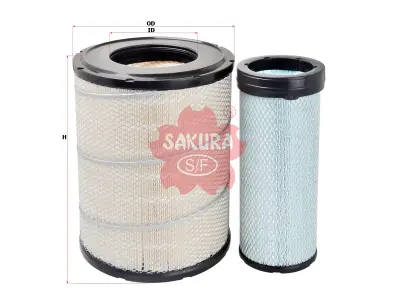 ชุดไส้กรองอากาศ ลูกนอก+ลูกใน SAKURA A-6038-S Isuzu DECA FVM 300 Sakura
